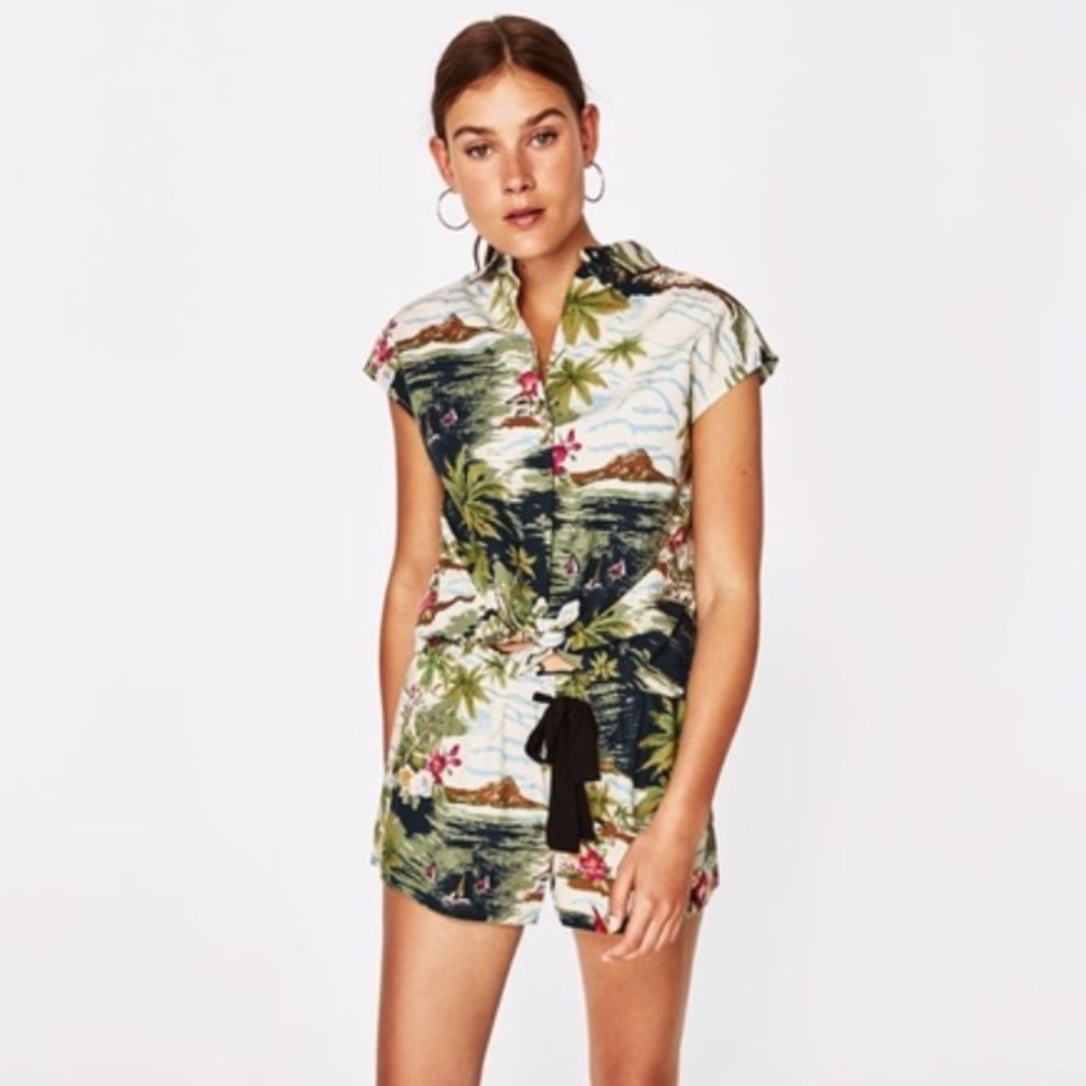 Zara Tropical Print Shirt